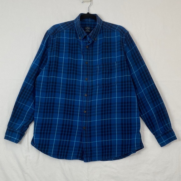 Faded Glory Flannel Button-Down Shirt Blue Plaid Men’s Large - Picture 1 of 8